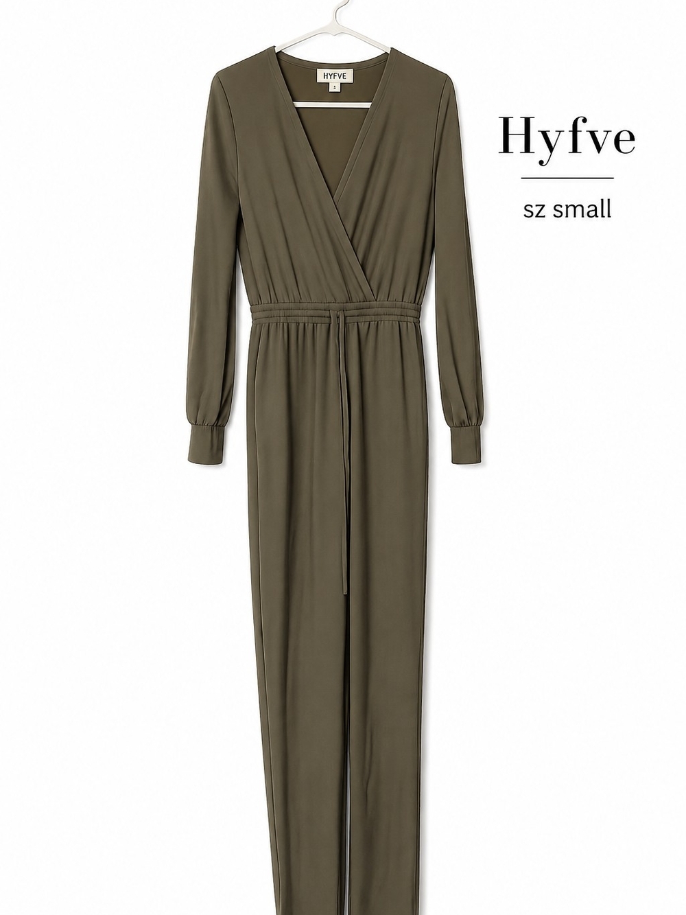 HYFVE Olive Long Sleeve Wrap Jumpsuit